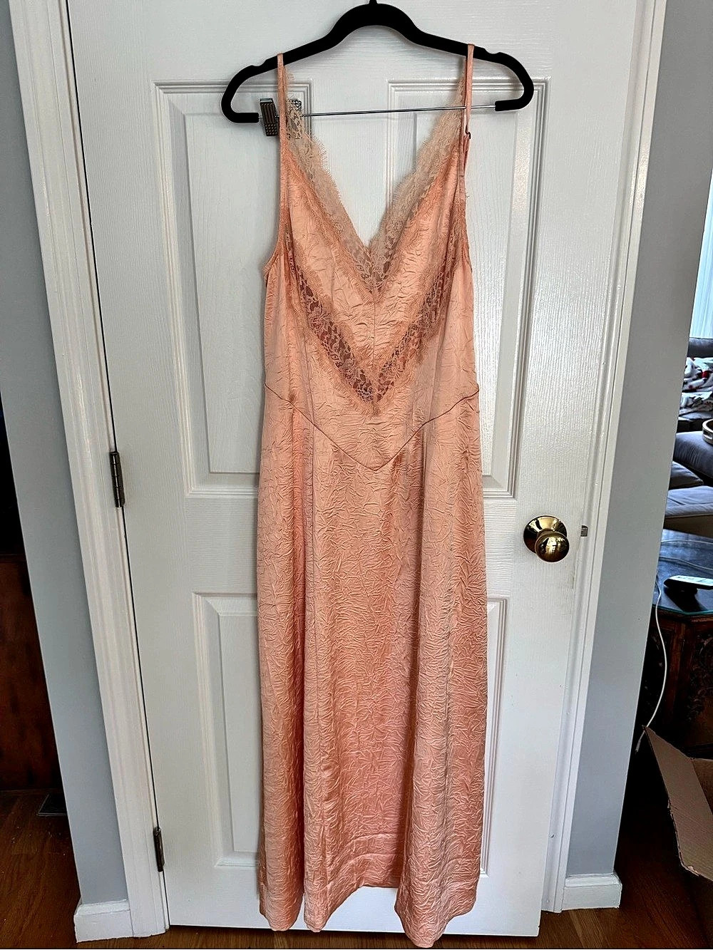 Free People fairy boho Lace Maxi Dress in Peach
